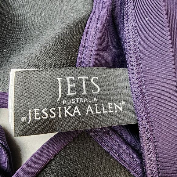 Jets Australia by Jessika Allen Halter One-Piece Swimsuit Purple Ruched Size 4 - Picture 5 of 7